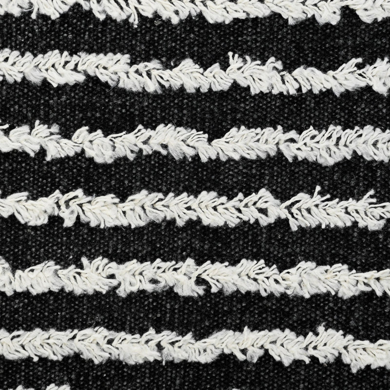 Black and Cream Striped Cotton Lumbar Pillow 14" x 36"