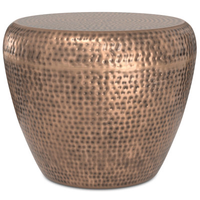 18" Copper Metal Round End Table