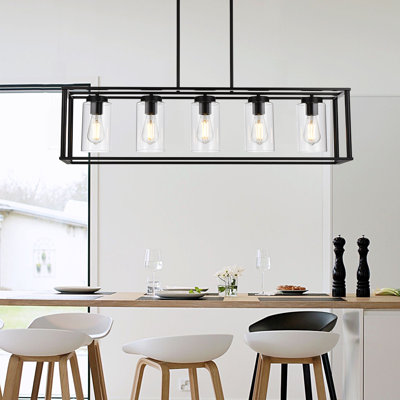 Luminaire suspendu carré / rectangulaire pour îlot de cuisine à 5 lumières Lafrance