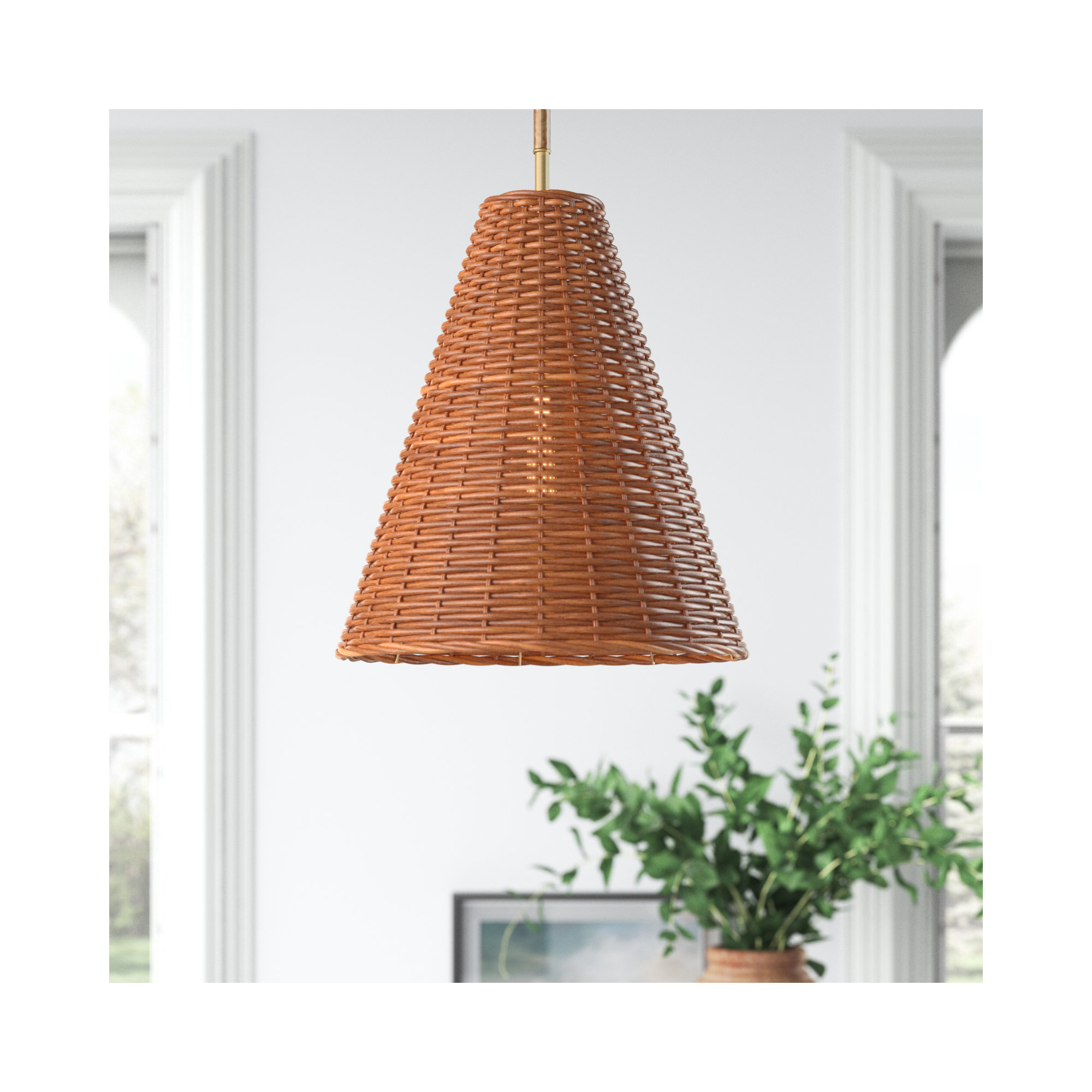 Indio 1-Light Pendant In Natural Brass