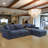 Loette 120.3" Configurable Sectional Sofa, USB Ports, Cup Holder, 360°Rotate Tabletop, Console Box & Armrests-1825867426