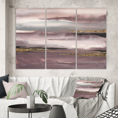 " Purple Glam Storm IV " 3 - Pieces Painting Print