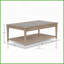 Table basse transitionnelle décontractée avec plateau en verre givré, finition sable Roulettes faciles à déplacer pour le salon