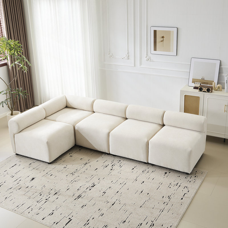 109 In.5-Piece L Shaped Modular Free Combination Sectional Sofa Couch For Living Rooms