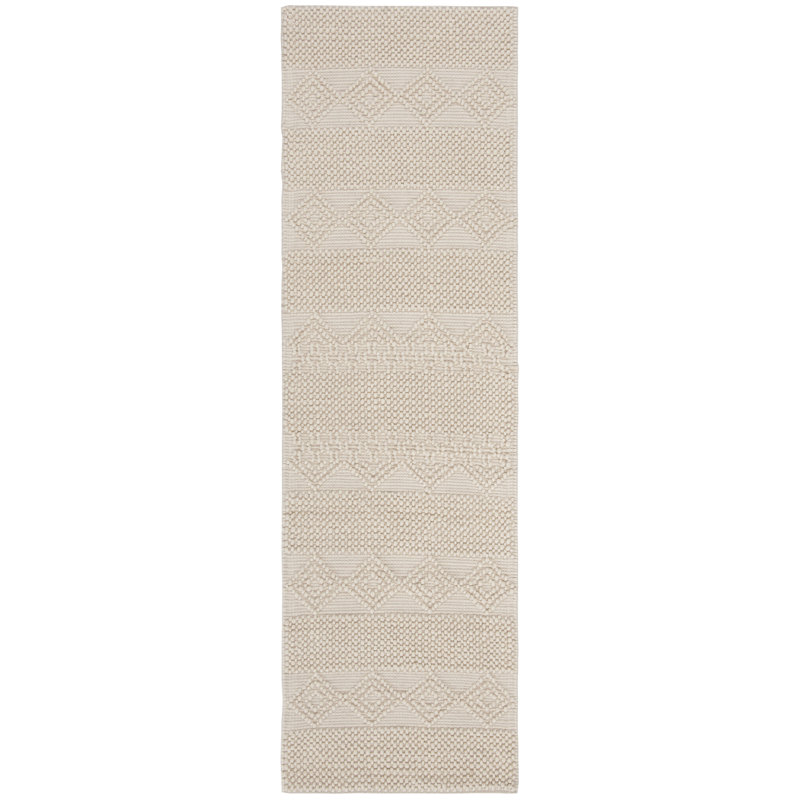 Natura Handwoven Wool/Cotton Beige Area Rug, Runner 2'3" x 10'