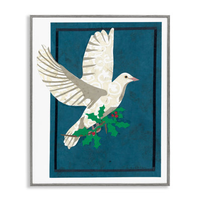 Colombe de Noël avec houx, estampe numérique, conception de Nancy Overton