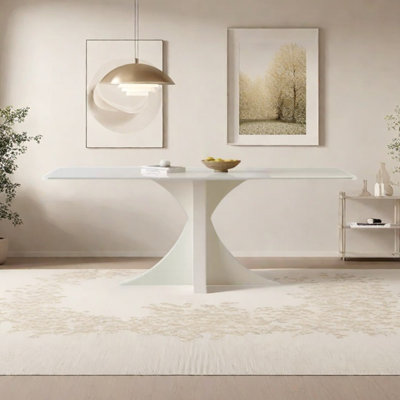 Table de salle à manger blanche en acier au carbone fritté