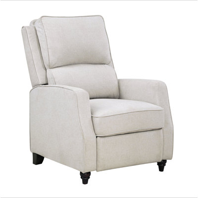 Beige Fabric Upholstered Push Back Reclining Chair Comfort Solid Wood Transitional Style Furniture 1Pc