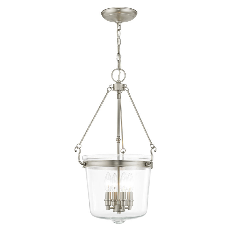 Luminaire suspendu pot 4 lumières Akio, Nickel brossé, Clair