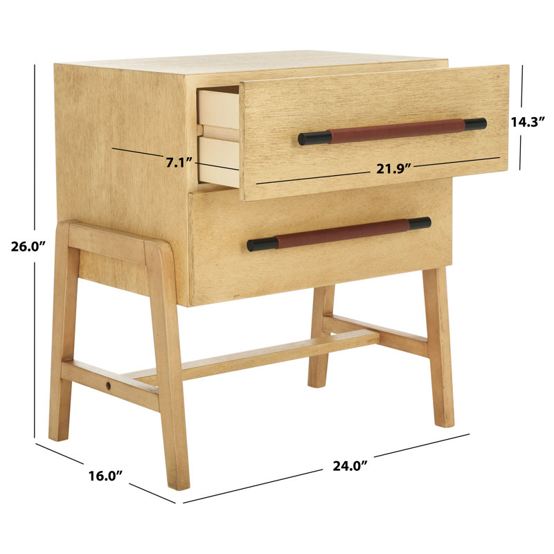 Tiffanle 2 Drawer Nightstand, Natural