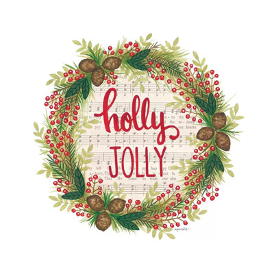 Holly Jolly Holiday Wreath by Annie LaPoint - Wrapped Canvas Gallery-Wrapped Canvas Giclée