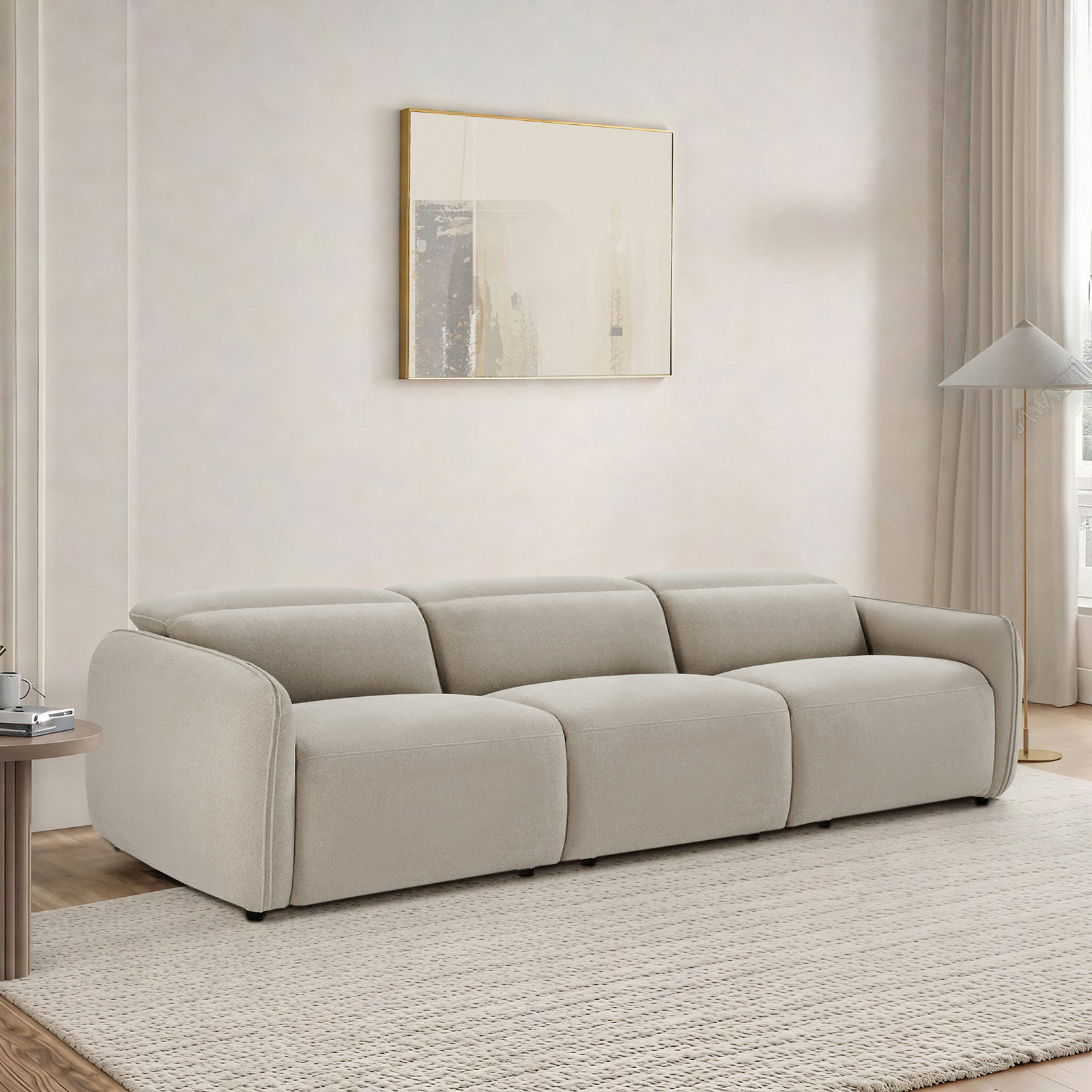 Bayne 3-Piece 123'' Upholstered Power Reclining Sofa, Elite Sand