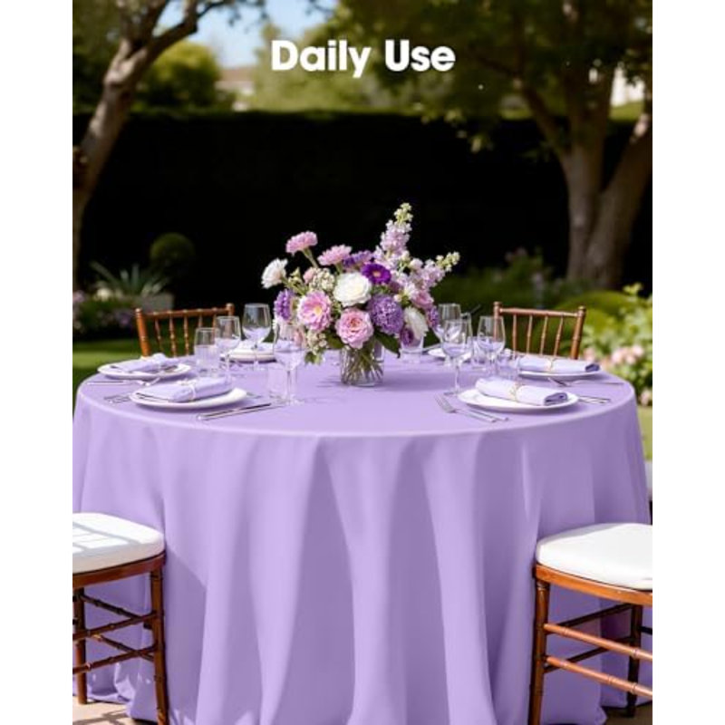 Plastic Table Cloth Disposable 10 Pack, 84'' Round Table Cloths, Easter Party, Decorative Tablecloths, Round, Light Purple, Pastel, Plastic Cover, Leakproof & Sturdy, Lilac, Lavender