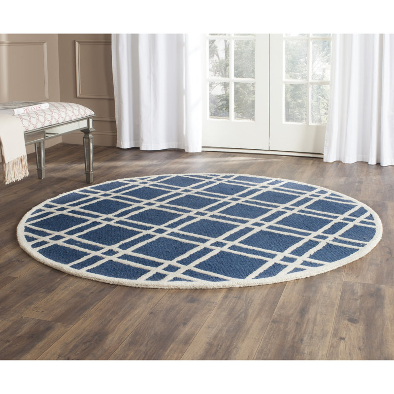 Sanyla Hand Tufted Wool Geometric Rug, Round 6'