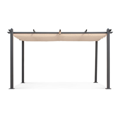 Condate: Aluminium Pergola 3x4m with Sliding Retractable Canopy, Beige