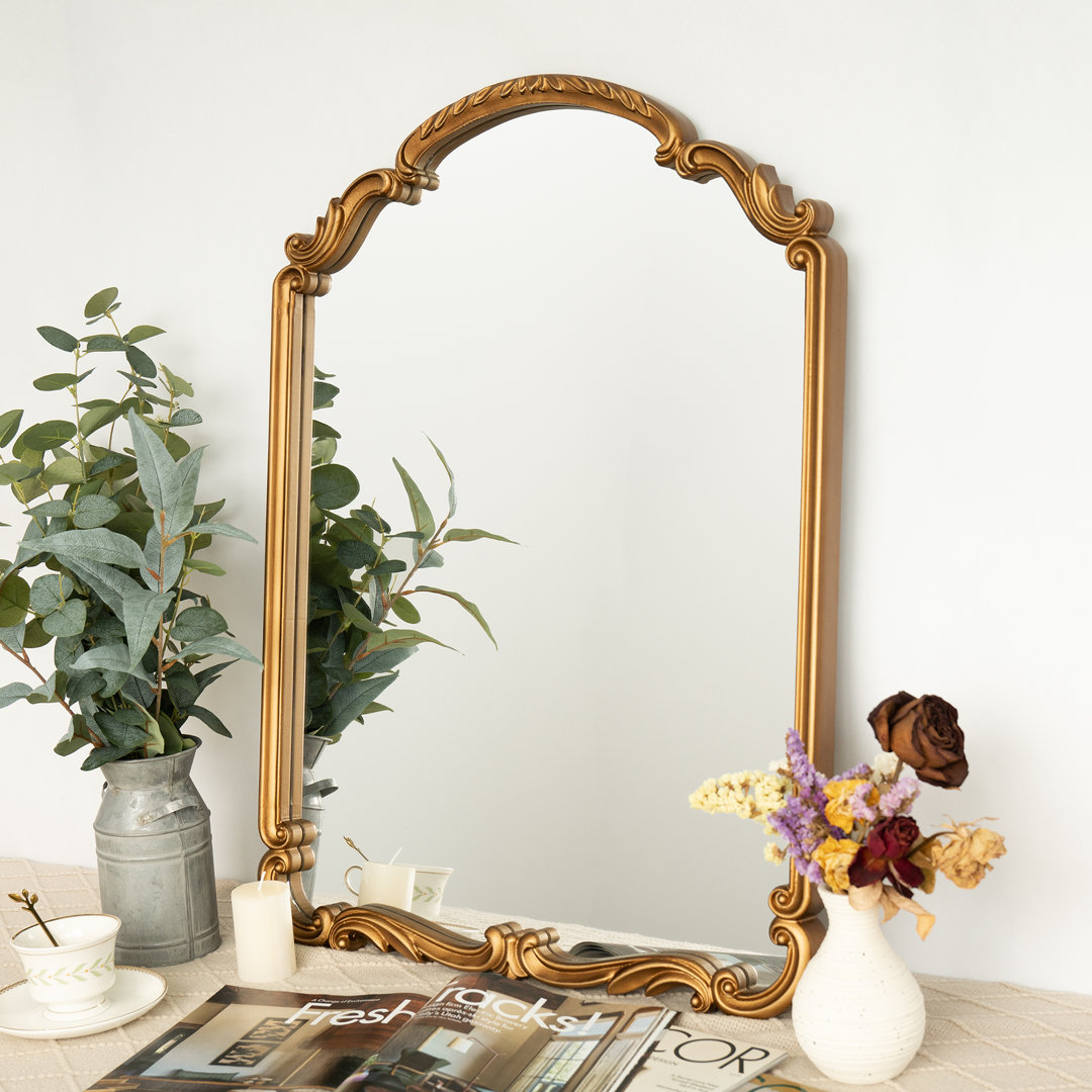 Ahnaish Gold Arch Decorative Mirror for Fireplace, Entryway House of Hampton® 