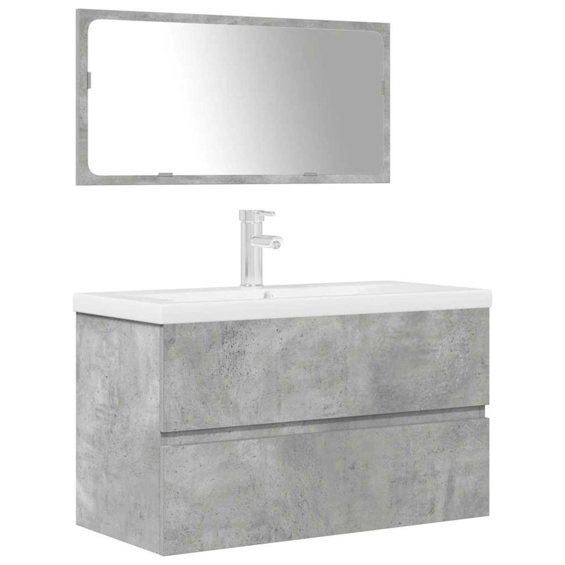 Vanity & Mirror Set, Concrete Grey