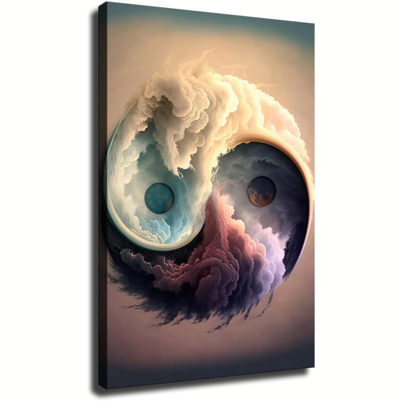 Décoration murale Yin et Yang, toile géante, art mural sur toile pour la méditation zen, décoration murale Yin et Yang, Yin et Yang Art