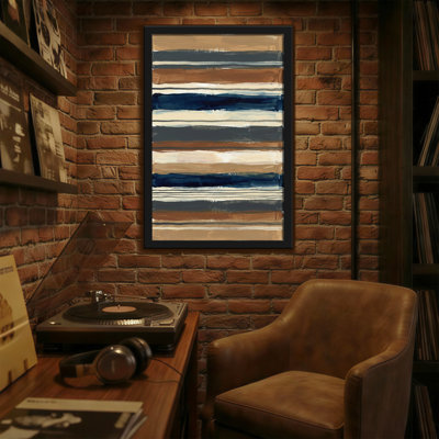 Abstract Horizontal Stripes In Earth Tones And Navy