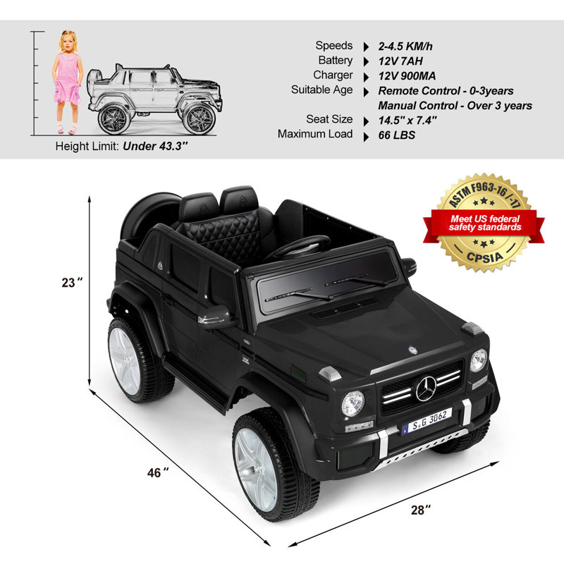 cosvalve All-Terrain Vehicles Battery Powered Ride on Toy with Remote Control, Black