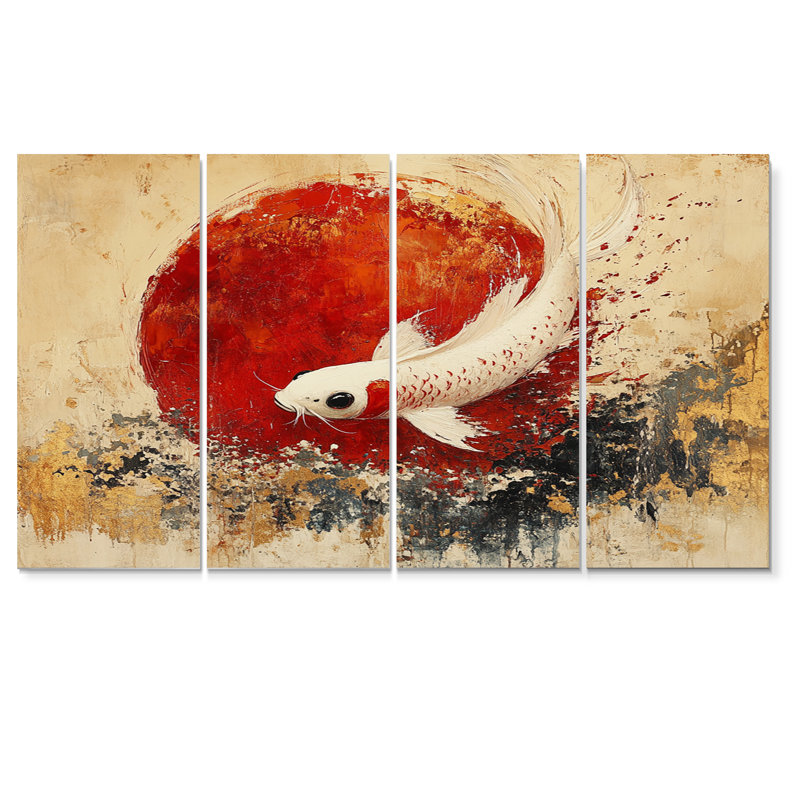 Zodiaque chinois blanc et rouge, H 28 po x l 48 po