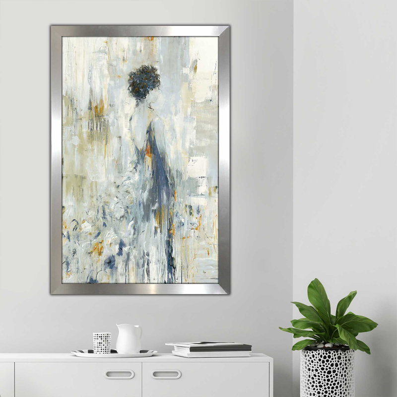Fond Reflections - peinture sur toile à cadre flottant, H 27,5 po x l 21,5 po x P 0,75 po, Encadrement argenté