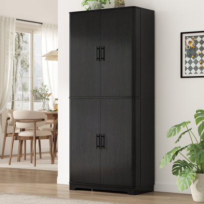 Armoire de rangement de 72 po de hauteur, 4 portes, étagères réglables, garde-manger moderne pour la cuisine, la salle à manger et le salon