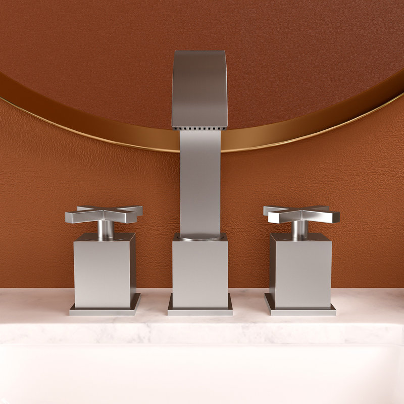 2 Handle Widespread Bathroom Faucet 3 Hole, With Pop Up Drain And 2 Water Supply Lines