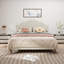 Lit plateforme tapissier avec tête de lit ajustable, rembourré en tissu de lin, lit plateforme simple de style moderne sans sommier, facile à assembler, beige-403320148