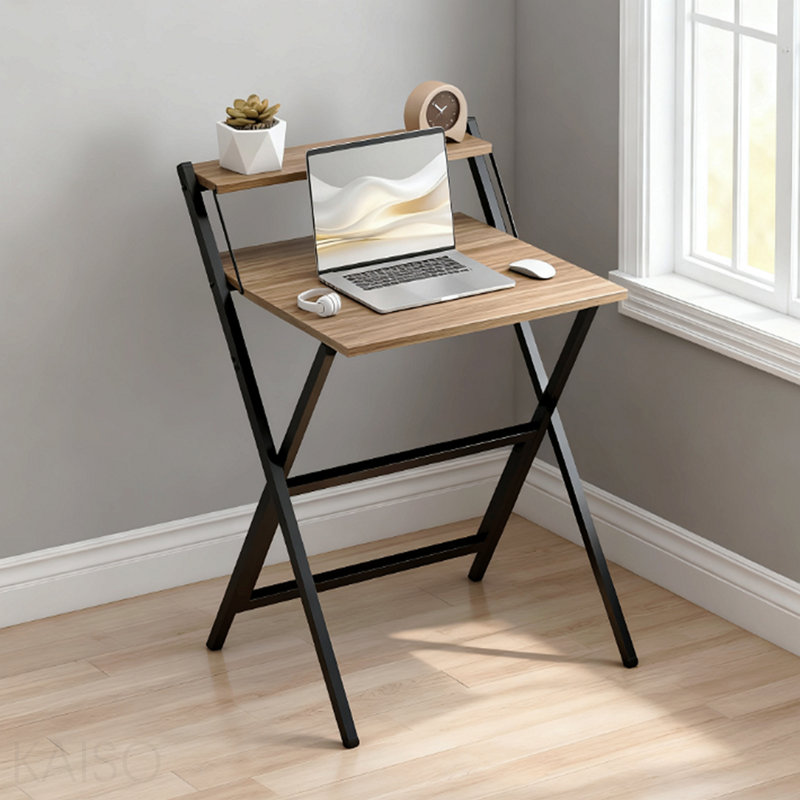 Bureau d'ordinateur pliable, avec tablette pour moniteur pour petit espace, bureau personnel, bureau, noyer