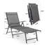 Chaise longue d'extérieur en métal Hughe, chaise longue d'extérieur pliable et sans assemblage avec dossier réglable à 7 positions, chaise longue de patio
