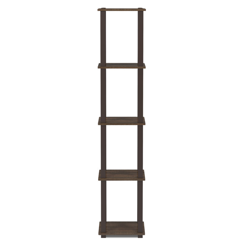 Mandrin 5 Tier Shelving Bookcase, Walnut/Brown Square Tube