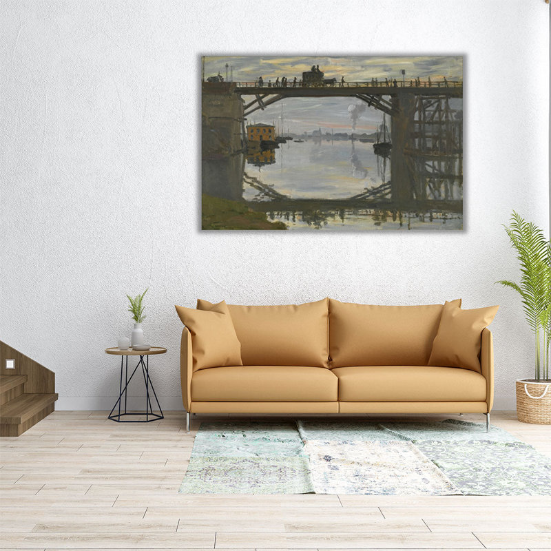 Le pont de la route en réparation, 1872 - reproduction d'art sur toile, H 20 po x l 30 po
