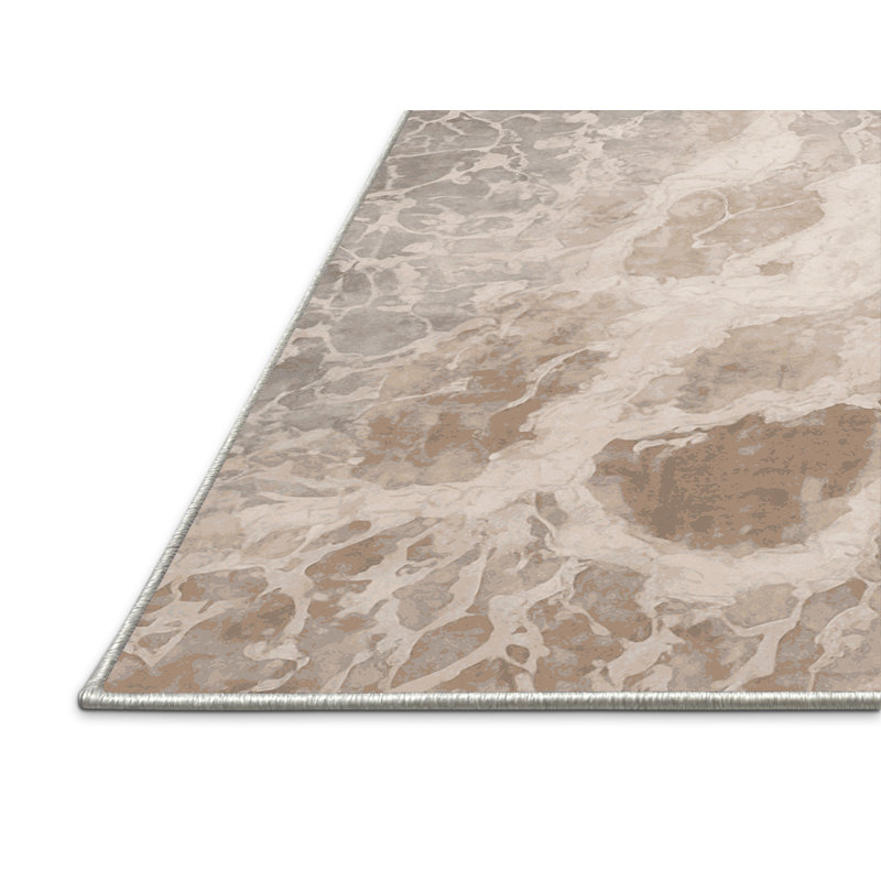 Tapis beige soyeux et moelleux, Tapis de couloir 2 pi x 5 pi