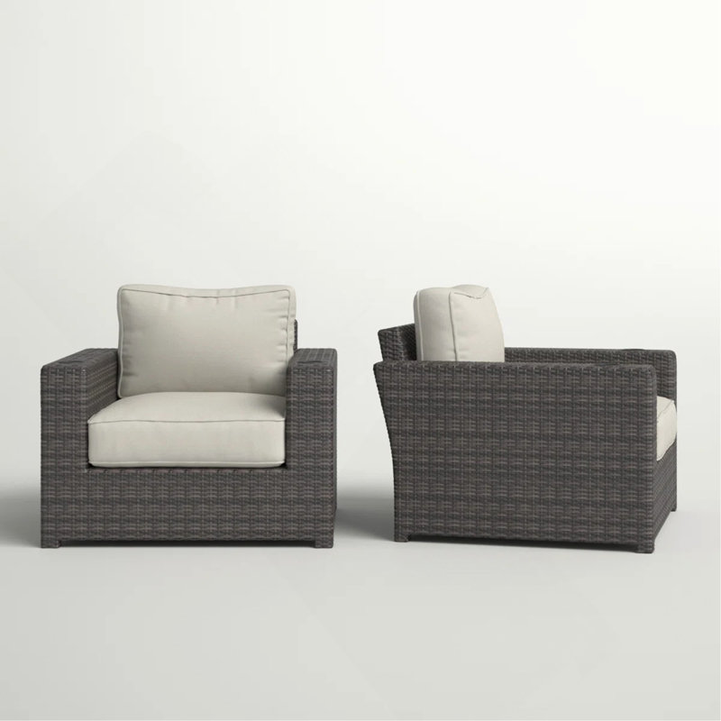 Ensemble de 2 fauteuils d'extérieur avec coussins entièrement assemblés, Espresso