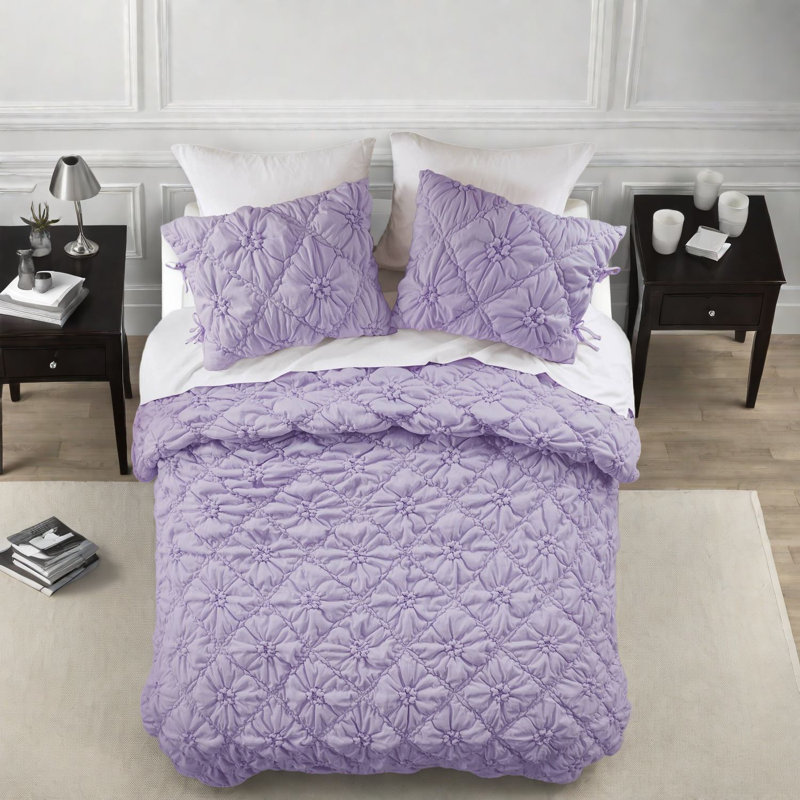 Ensemble de literie confortable en microfibre, motif floral, confort toutes saisons
