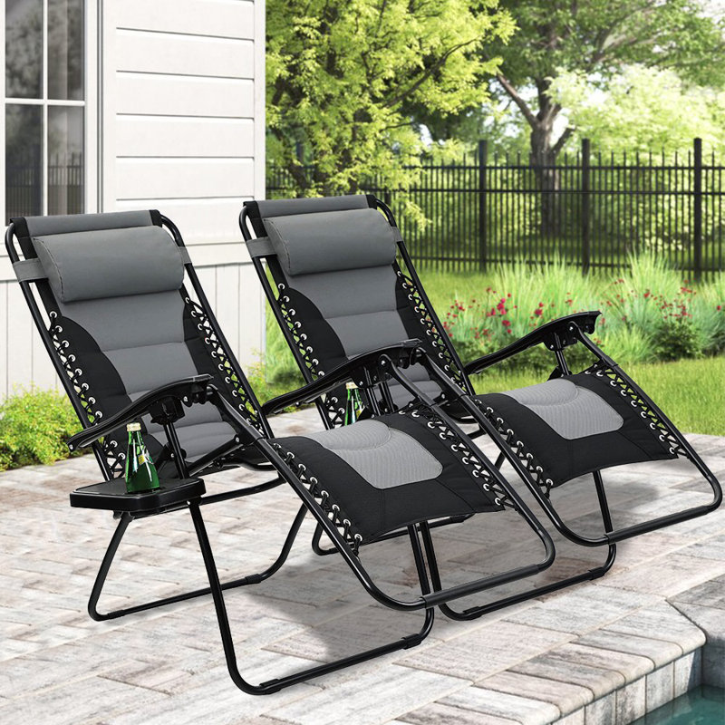 Chaise inclinable zéro gravité avec coussin, Gris