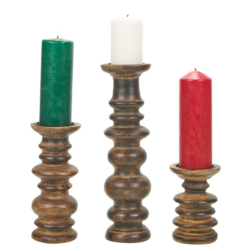 Wood Tabletop / Centrepiece Candlestick, 15cm H x 10cm W x 10cm D