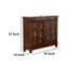 Marv Bookcase Cabinet, 4 Waterfall Glass Doors Slate Inlay-105368619