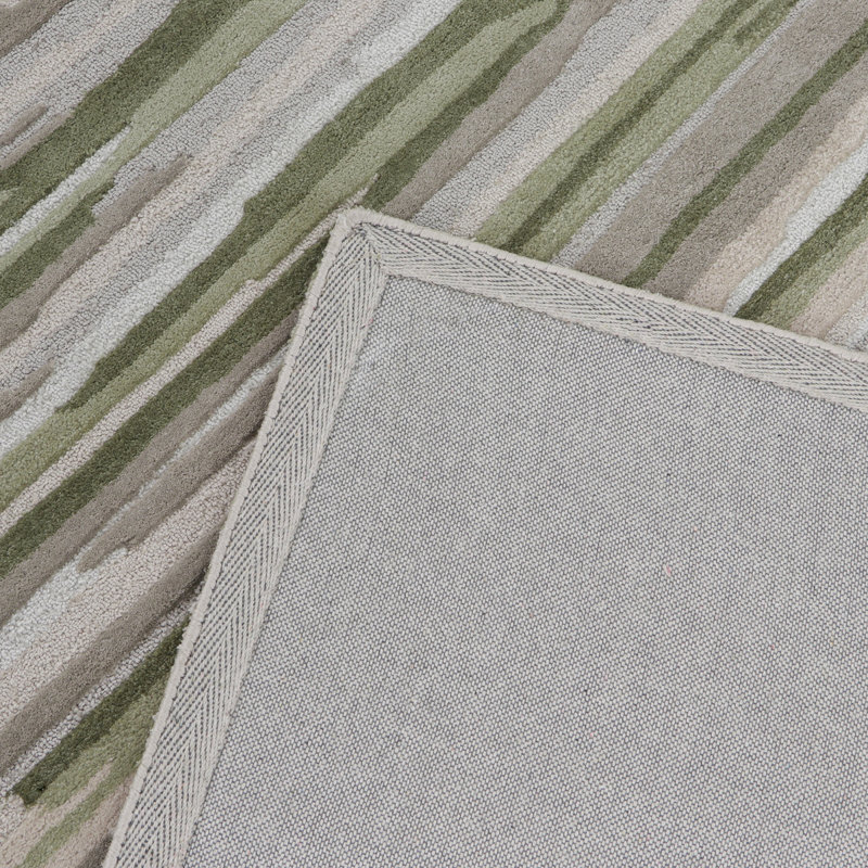 Hand-Tufted Indoor Rug Abstract Stripe Brown/Beige/Green, Rectangle 8' x 10'