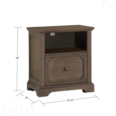 1Pc Dark Oak Finish File Cabinet With Storage Pull-Out Drawer Shelf Casters Movement Wooden Furniture For Home Office Use