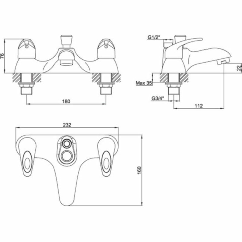 Octavio Bathroom Bath Shower Mixer Bath Filler with Diverter