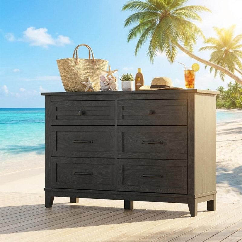 6 Dresser for Bedroom, 47 in Wide Drawer Dresser with Storage Freestanding, Wooden Closet Storage Chest for Living Room, Bedroom, Entryway