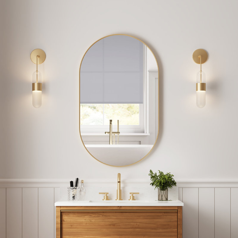 Miroir de salle de bain mural, Or brossé, 40 po x 24 po