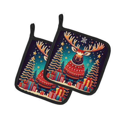 Paire de porte-casseroles Moose Christmas