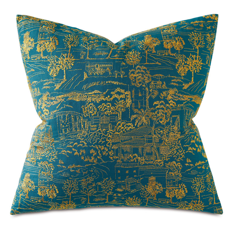 Boutique Embroidered Linen Reversible Throw Pillow