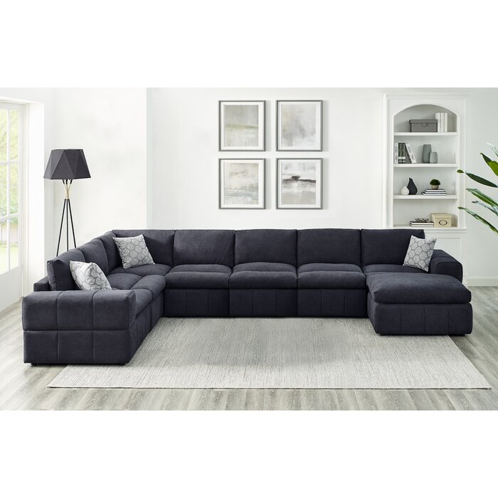 Wade Logan® 8 - Piece Upholstered Sectional & Reviews | Wayfair