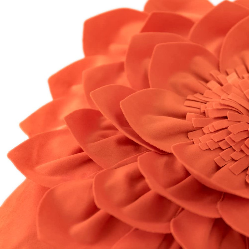 Appliqued Velvet Pillow Cover, Orange