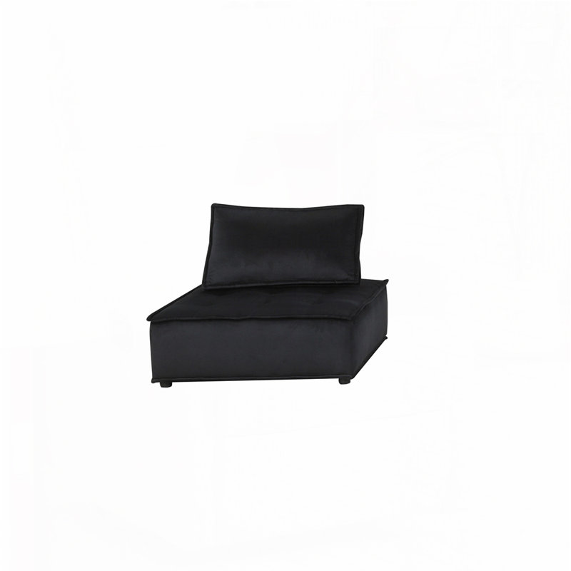 Chaise longue sans accoudoirs en velours, Noir