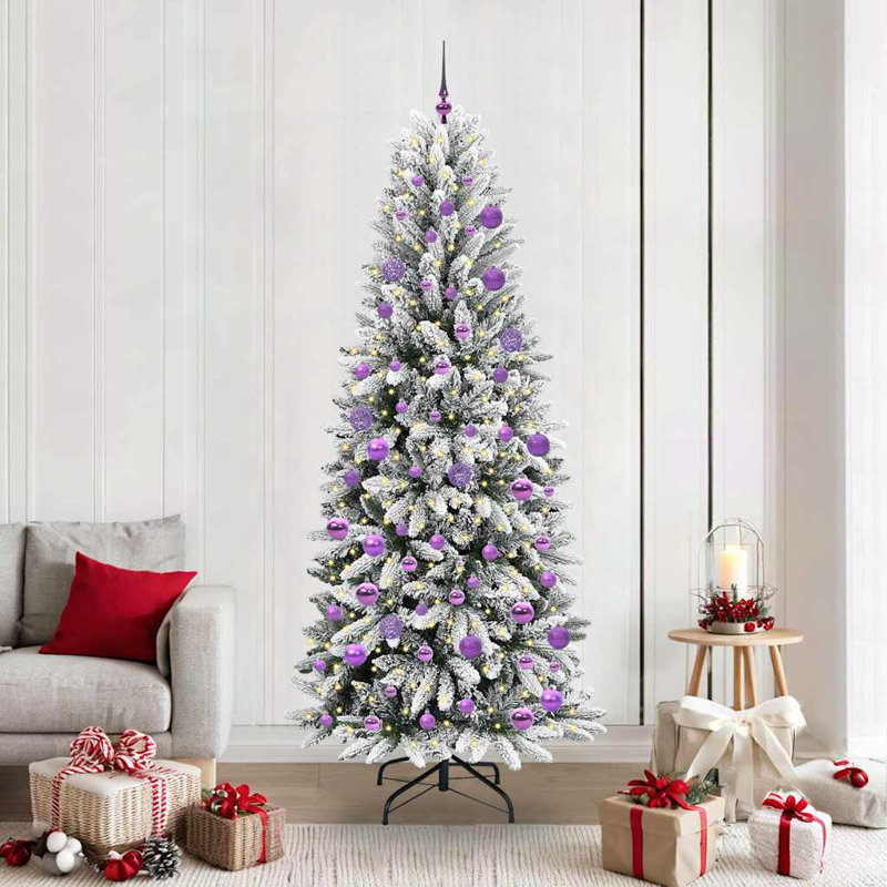 Artificial Christmas Tree with 300 LEDs White, Purple, 6.89' H